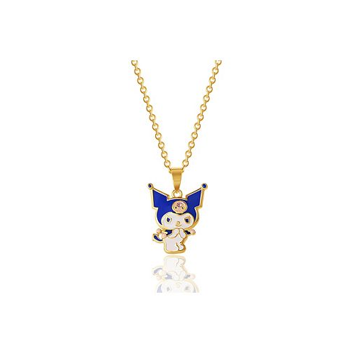 Hello Kitty Sanrio Yellow Gold Flash Plated and Light Rose Crystal Kuromi Pendant - 18 Chain Officially Licensed Authentic