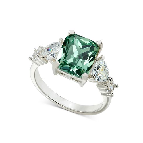 Charter Club Silver-Tone Green Crystal & Cubic Zirconia Multi-Stone Ring