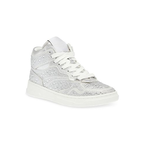 Steve Madden Womens Evans-R Rhinestone Lace-Up High-Top Sneakers