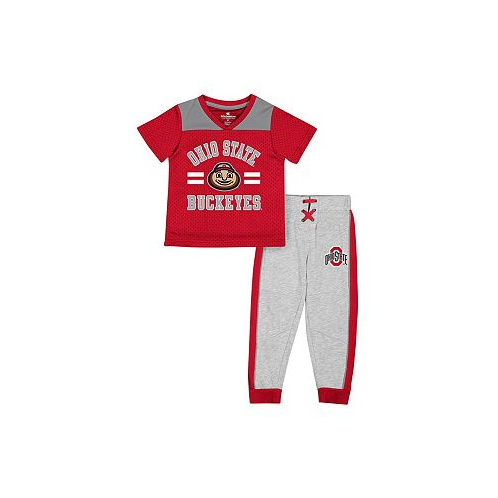 Colosseum Toddler Boys and Girls Scarlet Heather Gray Ohio State Buckeyes Ka-Boot-It Jersey and Pants Set