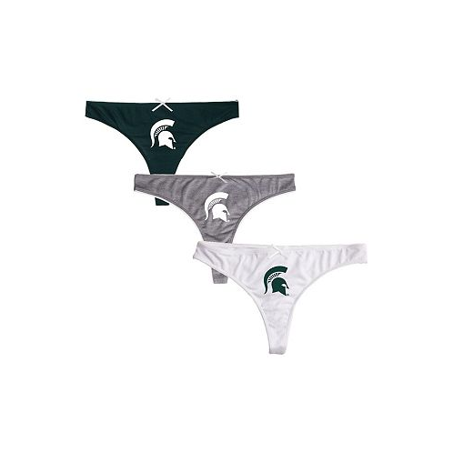 Concepts Sport Womens Green Charcoal White Michigan State Spartans Arctic Three-Pack Thong Underwear Set