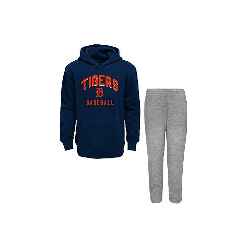 Outerstuff Toddler Boys and Girls Navy Gray Detroit Tigers Play-By-Play Pullover Fleece Hoodie and Pants Set