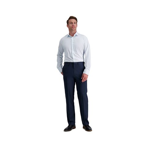 Haggar Mens Premium Comfort Stretch Classic-Fit Solid Flat Front Dress Pants