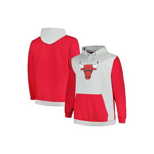 Fanatics Mens Red Silver Chicago Bulls Big and Tall Primary Arctic Pullover Hoodie