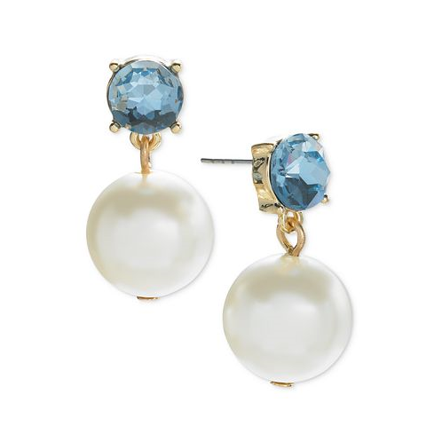 On 34th Color Crystal & Imitation Pearl Drop Earrings