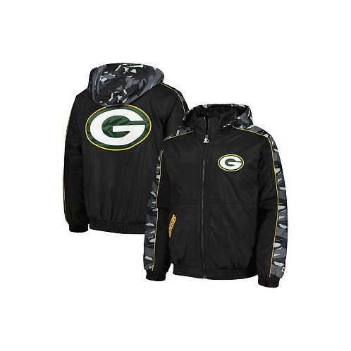 Starter Mens Black Green Bay Packers Thursday Night Gridiron Full-Zip Hoodie Jacket