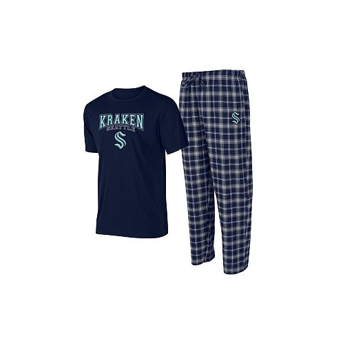 Concepts Sport Mens Navy Gray Seattle Kraken Arctic T-shirt and Pajama Pants Sleep Set