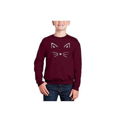 LA Pop Art Whiskers - Big Boys Word Art Crewneck Sweatshirt