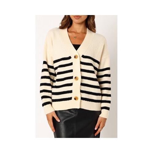 Petal and Pup Womens Sapphire Striped Button Front Cardigan