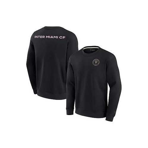 Fanatics Signature Mens and Womens Black Inter Miami CF Super Soft Fleece Crew Sweatshirt