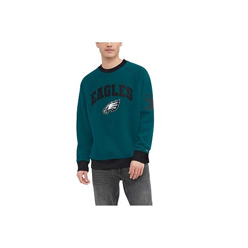 Tommy Hilfiger Mens Midnight Green Philadelphia Eagles Reese Raglan Tri-Blend Pullover Sweatshirt