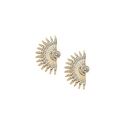 SOHI Womens Gold Embellished Rays Drop Earrings