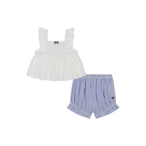 Tommy Hilfiger Baby Girls Eyelet Baby Doll Top and Seersucker Bloomer Shorts Set