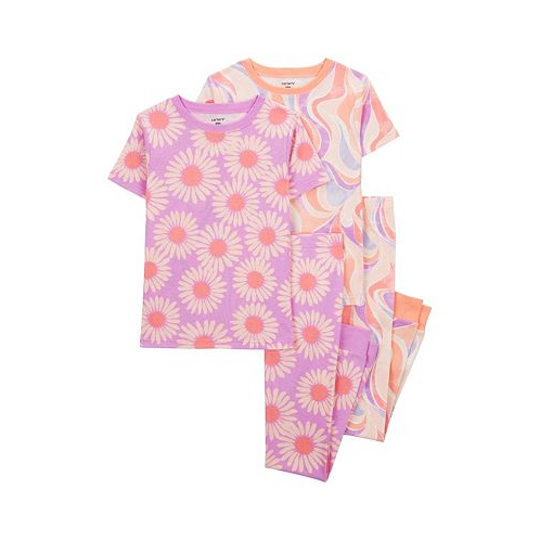Carters Little Girls Daisy 100% Snug Fit Cotton Pajamas 4 Piece Set