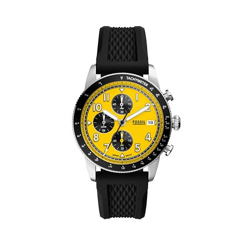 Fossil Mens Sport Tourer Chronograph Black Silicone Watch 42mm