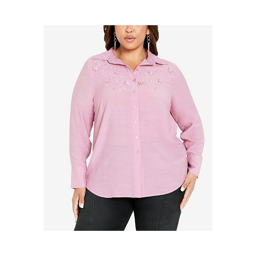 AVENUE Plus Size Forget Me Not Collared Shirt