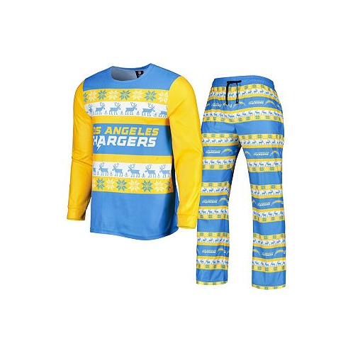FOCO Mens Powder Blue Los Angeles Chargers Team Ugly Pajama Set