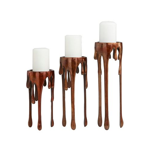 Rosemary Lane Aluminum Pillar Candle Holder with Dripping Melting Designed Legs Set of 3 - 13 10 9 H