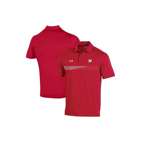 Under Armour Mens Red Maryland Terrapins Tee To Green Stripe Polo Shirt