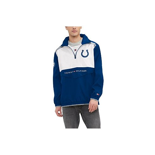 Tommy Hilfiger Mens Royal White Indianapolis Colts Carter Half-Zip Hooded Top