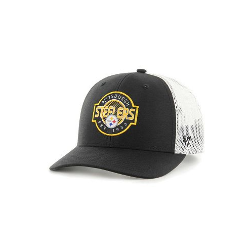 47 Brand Big Boys Black White Pittsburgh Steelers Scramble Adjustable Trucker Hat