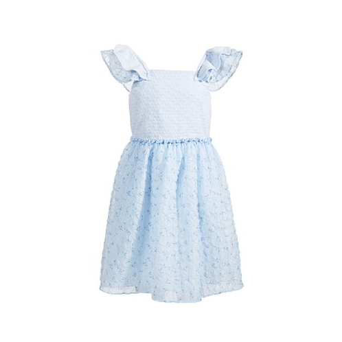 Nannette Big Girls Pointelle-Knit Pucker-Chiffon Dress