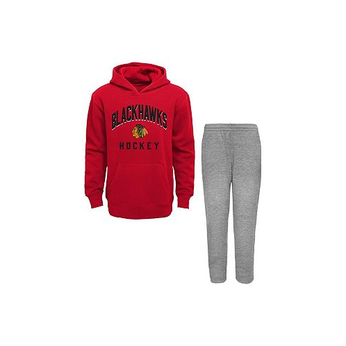 Outerstuff Toddler Boys Red Heather Gray Chicago Blackhawks Play by Play Pullover Hoodie and Pants Set