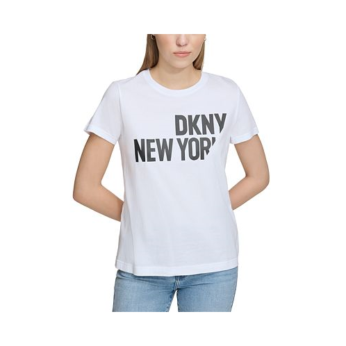 DKNY Jeans Womens Sliced Logo Print T-Shirt