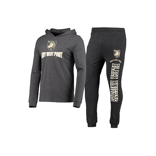 Concepts Sport Mens Black Heather Charcoal Army Black Knights Meter Long Sleeve Hoodie T-shirt and Jogger Pajama Set
