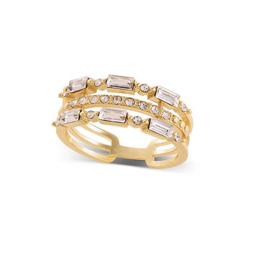 Charter Club Gold-Tone Pave & Baguette Crystal Triple-Row Ring