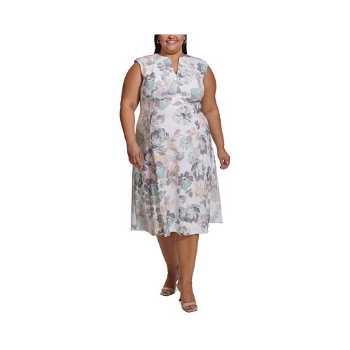 Calvin Klein Plus Size Sleeveless Printed Midi Dress