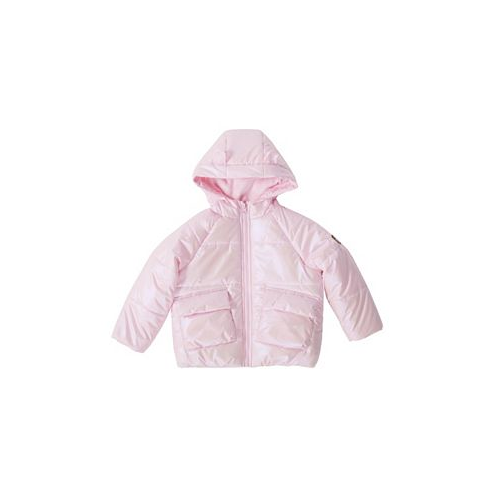 BEARPAW Little Girls Iridescent Shiny Fleece Lined Puffer Coat with Hood