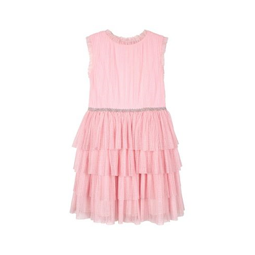 Pink & Violet Toddler Girls Allover Pleated Mesh Tiered Dress