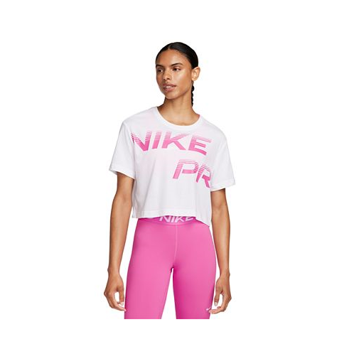 Nike Womens Pro Dri-FIT Graphic Short-Sleeve Cropped Top