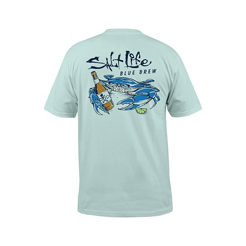 Salt Life Mens Blue Brew Crab Logo Graphic Pocket T-Shirt