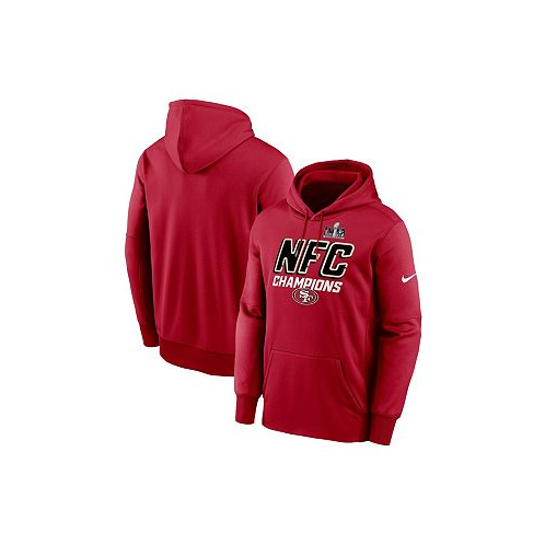 Nike Mens Scarlet San Francisco 49ers 2023 NFC Champions Iconic Pullover Hoodie