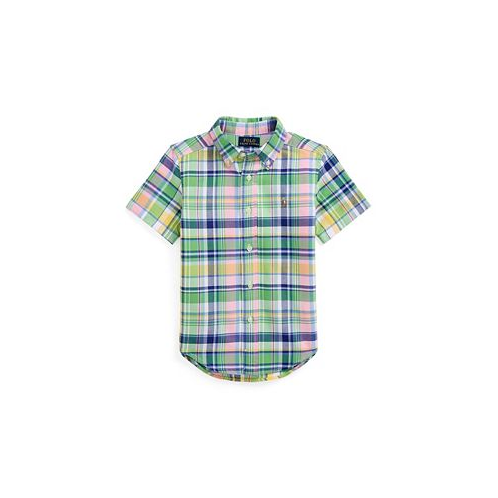 Polo Ralph Lauren Toddler and Little Boys Plaid Cotton Oxford Short Sleeve Shirt