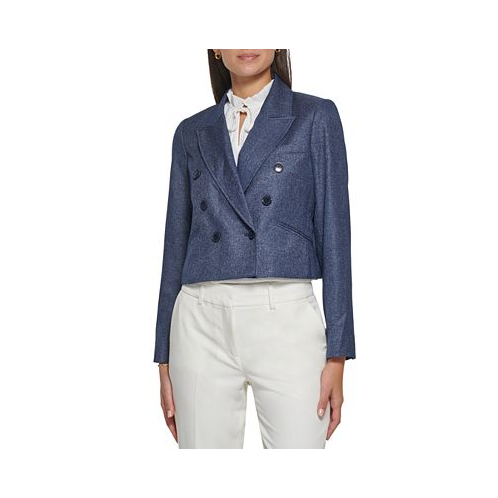 Tommy Hilfiger Womens Cropped Double-Breasted Blazer