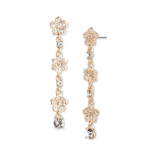 Marchesa Gold-Tone Crystal Butterfly Linear Drop Earrings