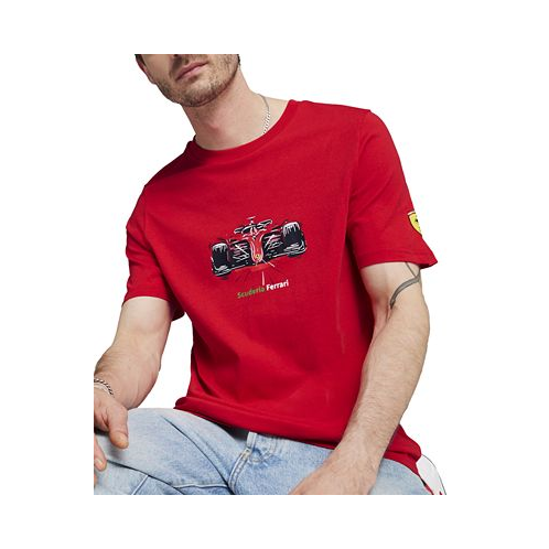 Puma Mens Scuderia Ferrari Regular-Fit Formula One Race Car Graphic T-Shirt