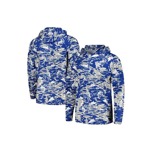 Columbia Mens Royal Kentucky Wildcats PFG Terminal Tackle Omni-Shade Rippled Long Sleeve Hooded T-shirt
