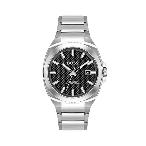 Hugo Boss Mens Walker Quartz Basic Calendar Silver-Tone Stainless Steel Watch 41mm