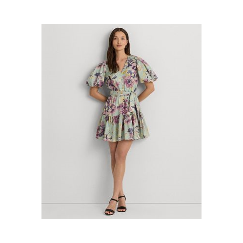 POLO Ralph Lauren Womens Floral Cotton Voile Puff-Sleeve Dress