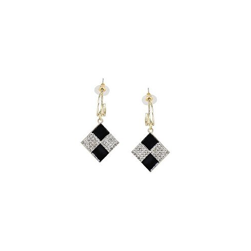SOHI Womens Gold Checkered Drop Earrings