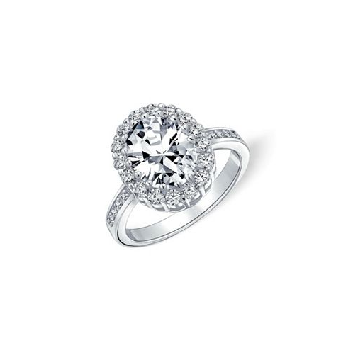 Bling Jewelry Traditional Vintage Style Brilliant Cut Cubic Zirconia AAA CZ Promise 4CT Oval Pave Halo Engagement Ring For Women .925 Sterling Silver