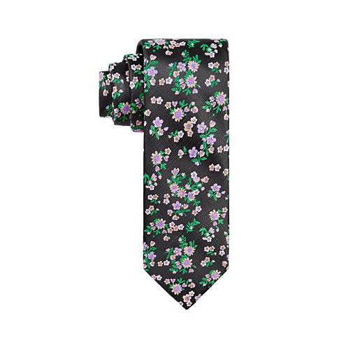 Tayion Collection Mens Purple & Gold Floral Tie