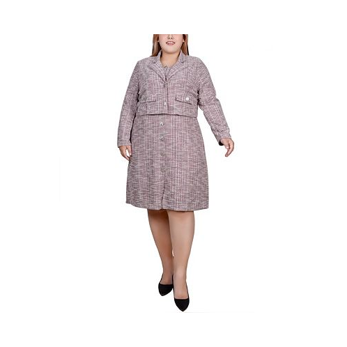 NY Collection Plus Size Long Sleeve Jacket and Tweed Dress 2 Piece Set