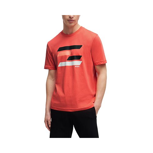 Hugo Boss Mens Flag-Inspired Artwork T-shirt
