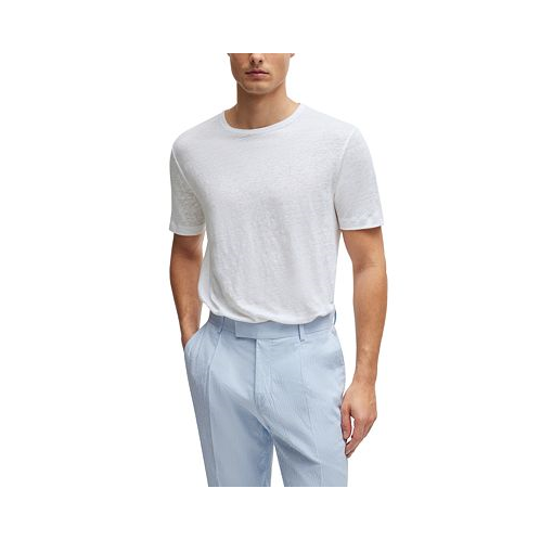 Hugo Boss Mens Regular-Fit Linen T-shirt