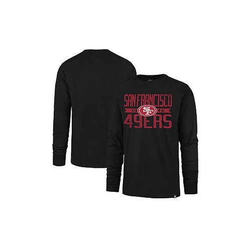 47 Brand Mens Black Distressed San Francisco 49ers Wide Out Franklin Long Sleeve T-shirt